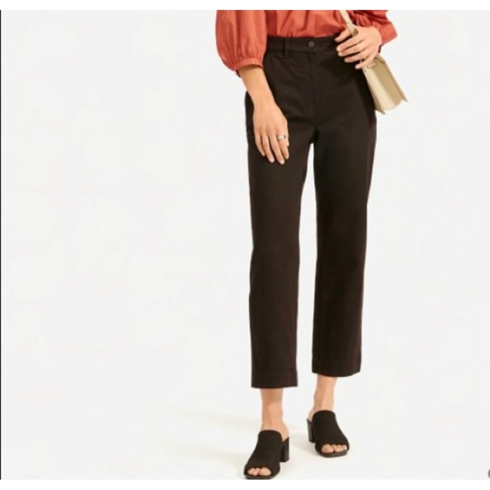 Everlane Cropped Straight Pants Women 0 Black Minimalist Capsule Basics